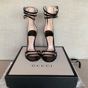 Gucci triple ankle strap ‘Malaga Kid’ heels / 35